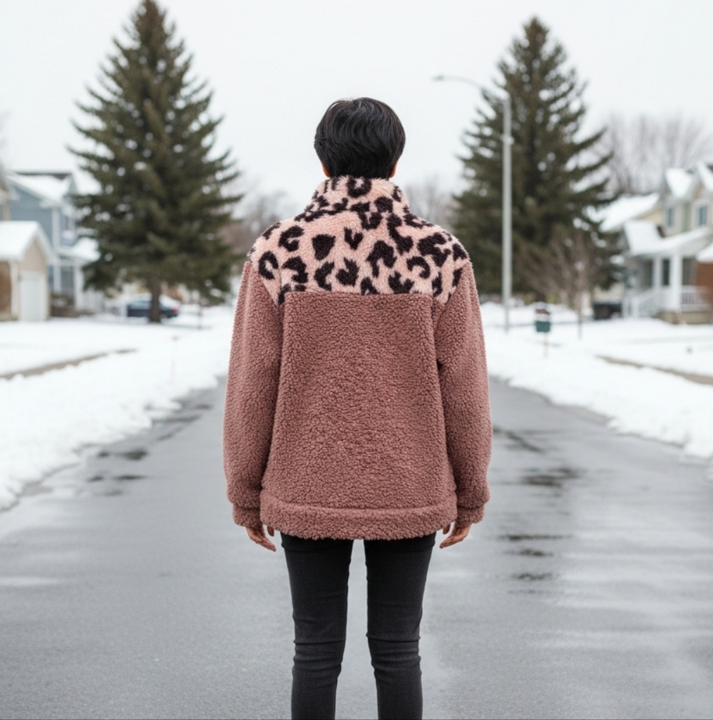 Women's Cozy Sherpa Jacket - Pink - Picture 12 of 12